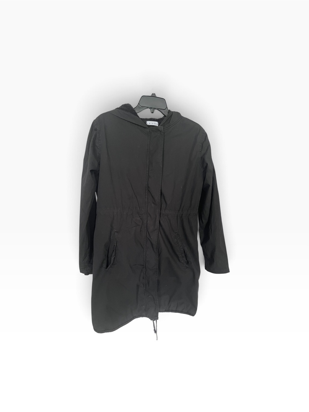 LACAUSA Black Hooded Trench Coat